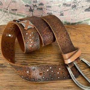Aquara Handcrafted Studded Italian Leather Belt